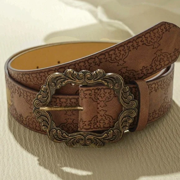 Luxe Vegan Leather Brown Vintage Style Belt Vegetable Tanned Leather Belt | Classic Brown main image 4